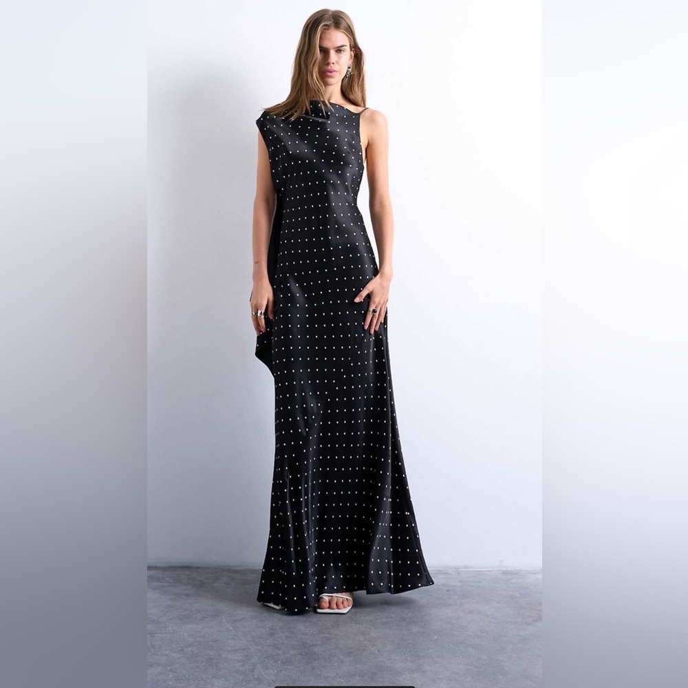NWT TOPSHOP RUCHED SIDE MIDI DRESS WITH DRAPE BACK